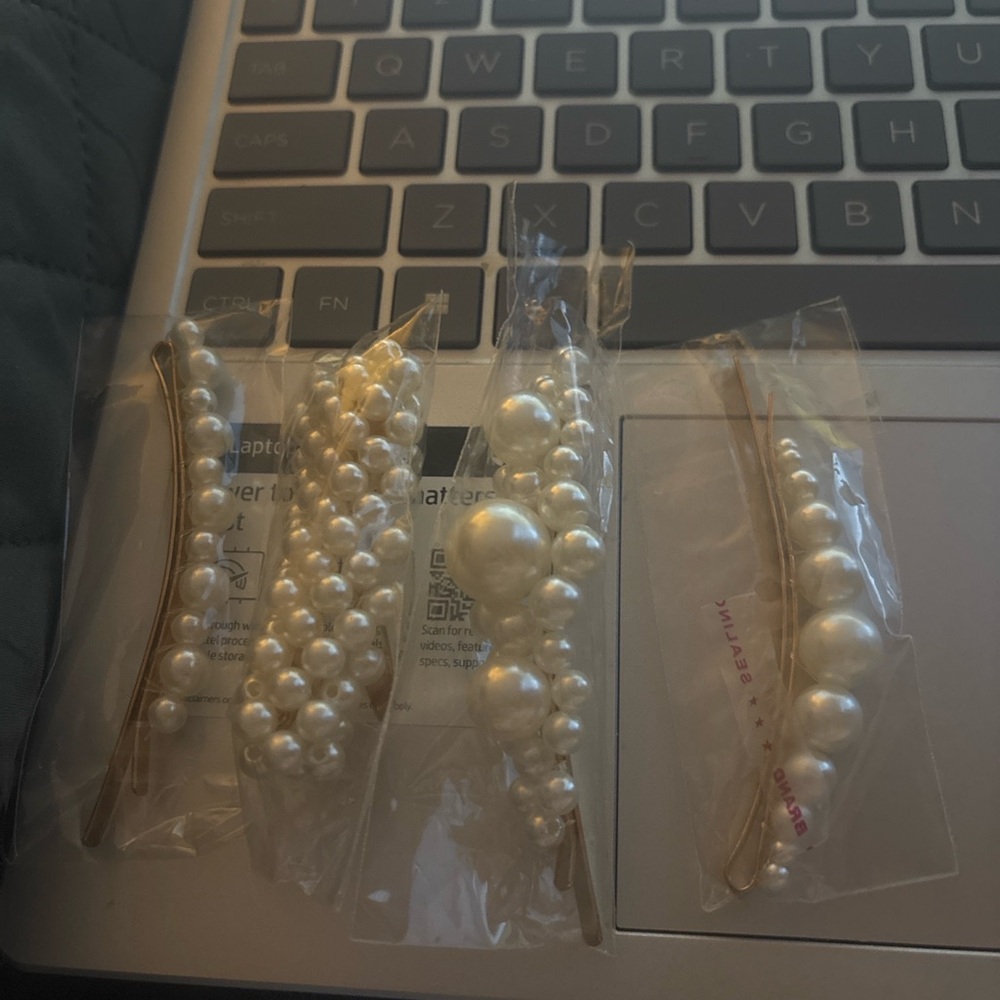 Pearl Hair Pin Set Gold Tone Elegant Bridal Minimalist Hair Accessories Bundle